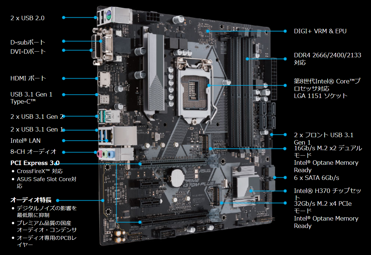 ASUSTek Intel H370 搭載 マザーボード LGA1151対応 TUF H370-PRO